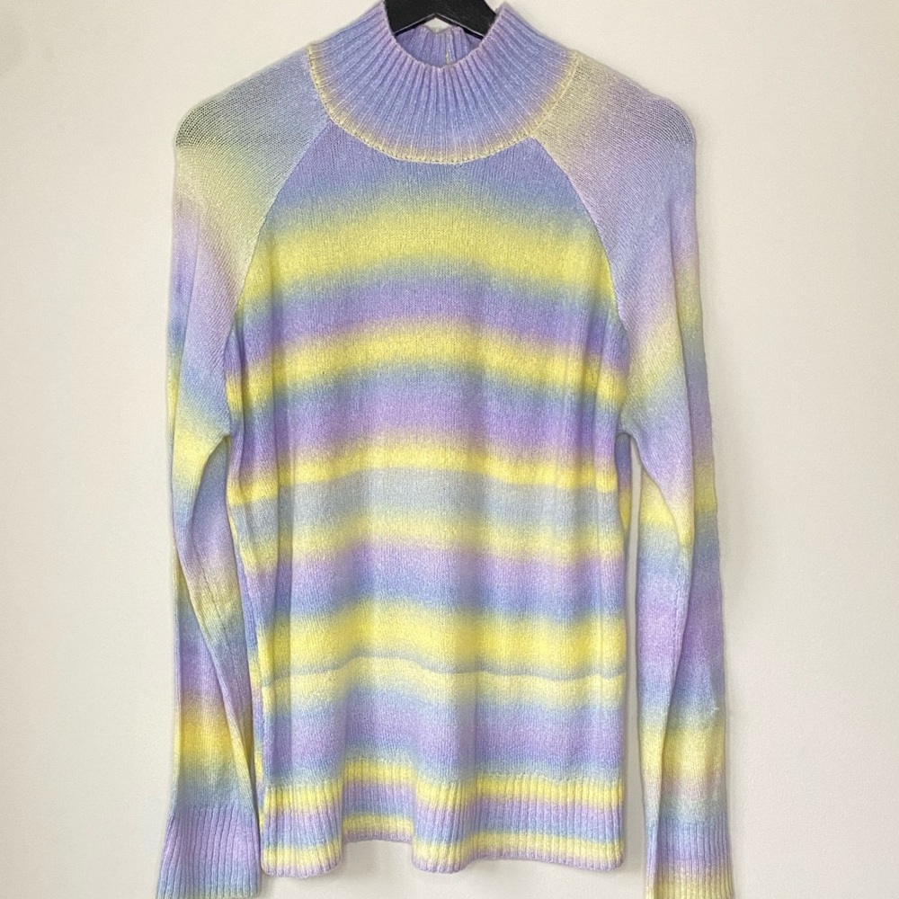 Workshop Republic Womans Pastel Rainbow Striped Sweater Size Small